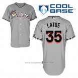 Maglia Baseball Uomo Miami Marlins Mat Latos 35 Grigio Cool Base