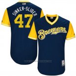 Maglia Baseball Uomo Milwaukee Brewers 2017 Little League World Series Jett Bandy Blu