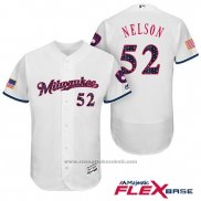 Maglia Baseball Uomo Milwaukee Brewers 2017 Stelle e Strisce Jimmy Nelson Bianco Flex Base