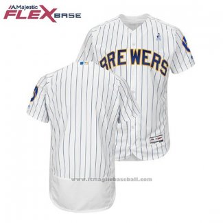 Maglia Baseball Uomo Milwaukee Brewers Bianco 2018 Festa del papa Flex Base