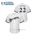 Maglia Baseball Uomo Milwaukee Brewers Christian Yelich 2019 Postseason Cool Base Bianco