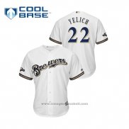 Maglia Baseball Uomo Milwaukee Brewers Christian Yelich 2019 Postseason Cool Base Bianco