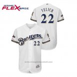Maglia Baseball Uomo Milwaukee Brewers Christian Yelich 2019 Postseason Flex Base Bianco