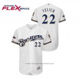 Maglia Baseball Uomo Milwaukee Brewers Christian Yelich 2019 Postseason Flex Base Bianco