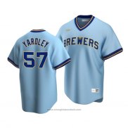 Maglia Baseball Uomo Milwaukee Brewers Eric Yardley Cooperstown Collection Road Blu