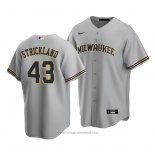 Maglia Baseball Uomo Milwaukee Brewers Hunter Strickland Replica Grigio