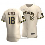 Maglia Baseball Uomo Milwaukee Brewers Keston Hiura Autentico Alternato Crema