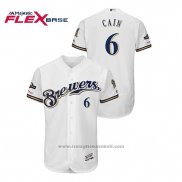 Maglia Baseball Uomo Milwaukee Brewers Lorenzo Cain 2019 Postseason Flex Base Bianco