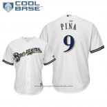 Maglia Baseball Uomo Milwaukee Brewers Manny Pina Cool Base Home Bianco