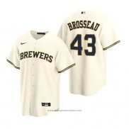 Maglia Baseball Uomo Milwaukee Brewers Mike Brosseau Replica Home Crema