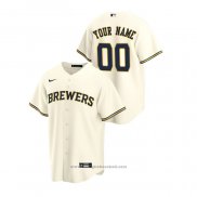 Maglia Baseball Uomo Milwaukee Brewers Personalizzate Replica Home Crema