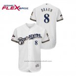 Maglia Baseball Uomo Milwaukee Brewers Ryan Braun 2019 Postseason Flex Base Bianco