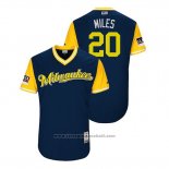 Maglia Baseball Uomo Milwaukee Brewers Wade Miley 2018 LLWS Players Weekend Miles Blu