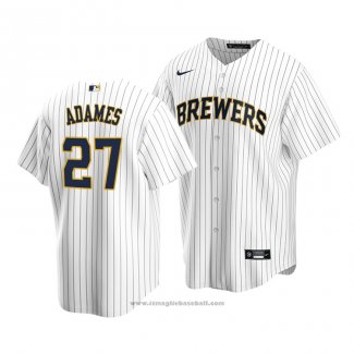 Maglia Baseball Uomo Milwaukee Brewers Willy Adames Replica Bianco Blu