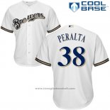 Maglia Baseball Uomo Milwaukee Brewers Wily Peralta Bianco Autentico Collection Cool Base Custom