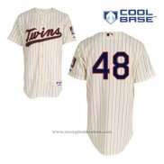 Maglia Baseball Uomo Minnesota Twins Torii Hunter 48 Crema Alternato Cool Base