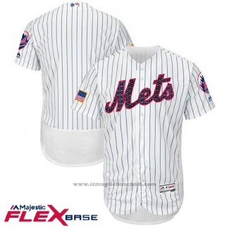 Maglia Baseball Uomo New York Mets 2017 Stelle e Strisce Bianco Flex Base