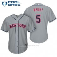 Maglia Baseball Uomo New York Mets 2017 Stelle e Strisce David Wright Grigio Cool Base