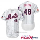 Maglia Baseball Uomo New York Mets 2017 Stelle e Strisce Jacob Degrom Bianco Flex Base