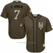 Maglia Baseball Uomo New York Mets 7 Travis D'arnaud Verde Salute To Service