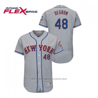 Maglia Baseball Uomo New York Mets Jacob Degrom 150 Anniversario Autentico Flex Base Grigio