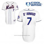 Maglia Baseball Uomo New York Mets Travis D'arnaud 7 Bianco Alternato Cool Base
