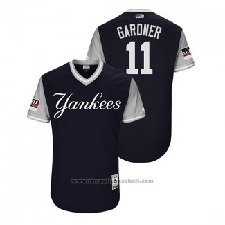 Maglia Baseball Uomo New York Yankees Brett Gardner 2018 LLWS Players Weekend Gardner Blu