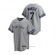 Maglia Baseball Uomo New York Yankees Mickey Mantle Replica Road Grigio