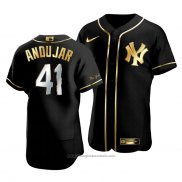 Maglia Baseball Uomo New York Yankees Miguel Andujar Golden Edition Autentico Nero