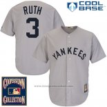 Maglia Baseball Uomo New York Yankees New York Babe Ruth 3 Grigio Cool Base Cooperstown