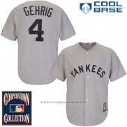Maglia Baseball Uomo New York Yankees New York Lou Gehrig 4 Grigio Cool Base Cooperstown