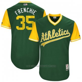 Maglia Baseball Uomo Oakland Athletics 2017 Little League World Series Daniel Coulombe Verde