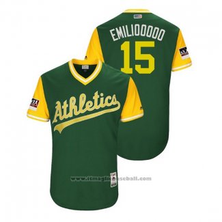 Maglia Baseball Uomo Oakland Athletics Emilio Pagan 2018 LLWS Players Weekend Emiliooooo Verde