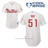 Maglia Baseball Uomo Philadelphia Phillies Carlos Ruiz 51 Bianco Home Cool Base