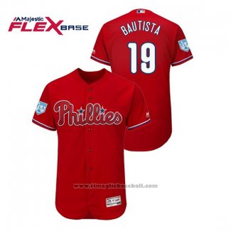 Maglia Baseball Uomo Philadelphia Phillies Jose Bautista 2019 Allenamento Primaverile Flex Base Rosso