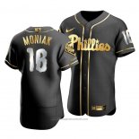 Maglia Baseball Uomo Philadelphia Phillies Mickey Moniak Golden Edition Autentico Nero