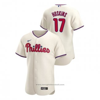 Maglia Baseball Uomo Philadelphia Phillies Rhys Hoskins Autentico 2020 Alternato Crema