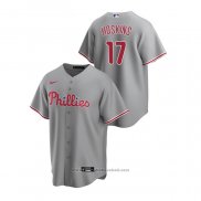 Maglia Baseball Uomo Philadelphia Phillies Rhys Hoskins Replica Road Grigio