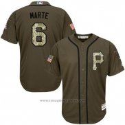 Maglia Baseball Uomo Pittsburgh Pirates 6 Starling Marte Verde Salute To Service