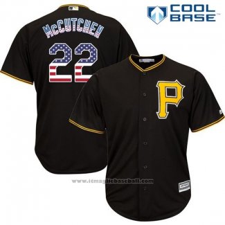 Maglia Baseball Uomo Pittsburgh Pirates Andrew Mccutchen Nero Stelle e Strisce Cool Base