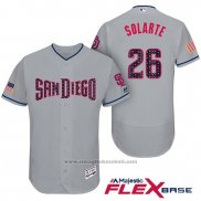 Maglia Baseball Uomo San Diego Padres 2017 Stelle e Strisce Yangervis Solarte Grigio Flex Base