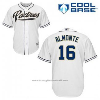 Maglia Baseball Uomo San Diego Padres Abraham Almonte 16 Bianco Home Cool Base