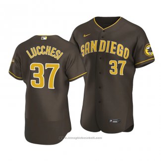 Maglia Baseball Uomo San Diego Padres Joey Lucchesi Autentico Road 2020 Marrone