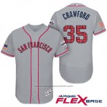 Maglia Baseball Uomo San Francisco Giants 2017 Stelle e Strisce Brandon Crawford Grigio Flex Base