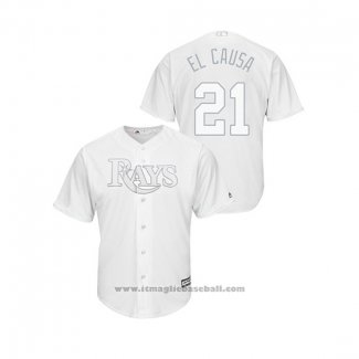 Maglia Baseball Uomo Tampa Bay Rays Jesus Aguilar 2019 Players Weekend Replica Bianco