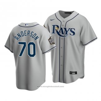 Maglia Baseball Uomo Tampa Bay Rays Nick Anderson Replica Road 2020 Grigio