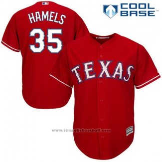 Maglia Baseball Uomo Texas Rangers Cole Hamels Rosso Cool Base Giocatore