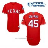 Maglia Baseball Uomo Texas Rangers Derek Holland 45 Rosso Alternato Cool Base