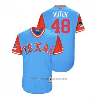 Maglia Baseball Uomo Texas Rangers Drew Hutchison 2018 LLWS Players Weekend Hutch Blu