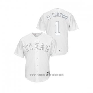 Maglia Baseball Uomo Texas Rangers Elvis Andrus 2019 Players Weekend Replica Bianco